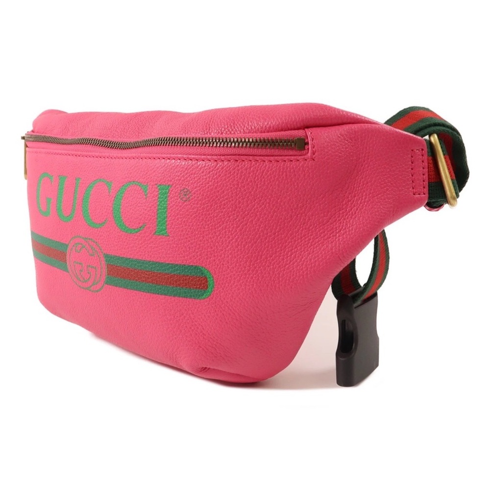 Gucci Pink Leather Logo Belt Bag with Green Accents - Picture 2 of 11
